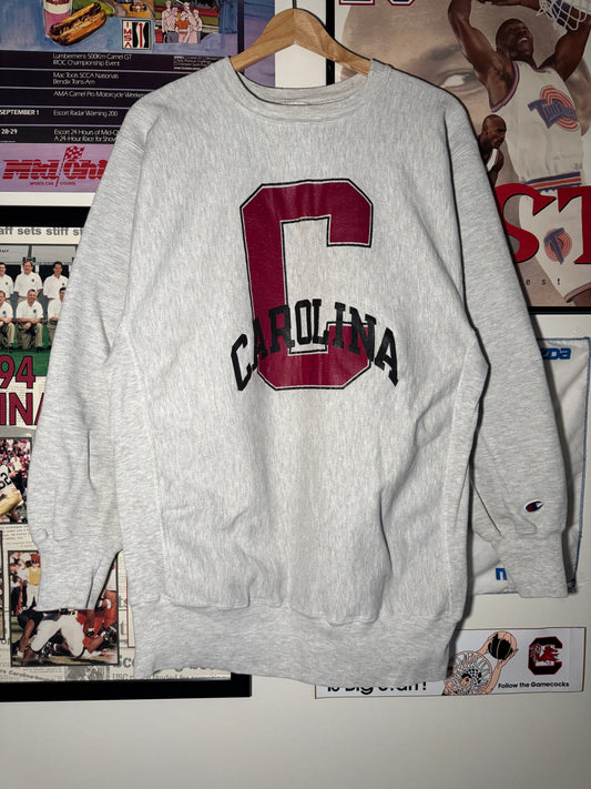 90s Big C Carolina Reverse Weave Crewneck